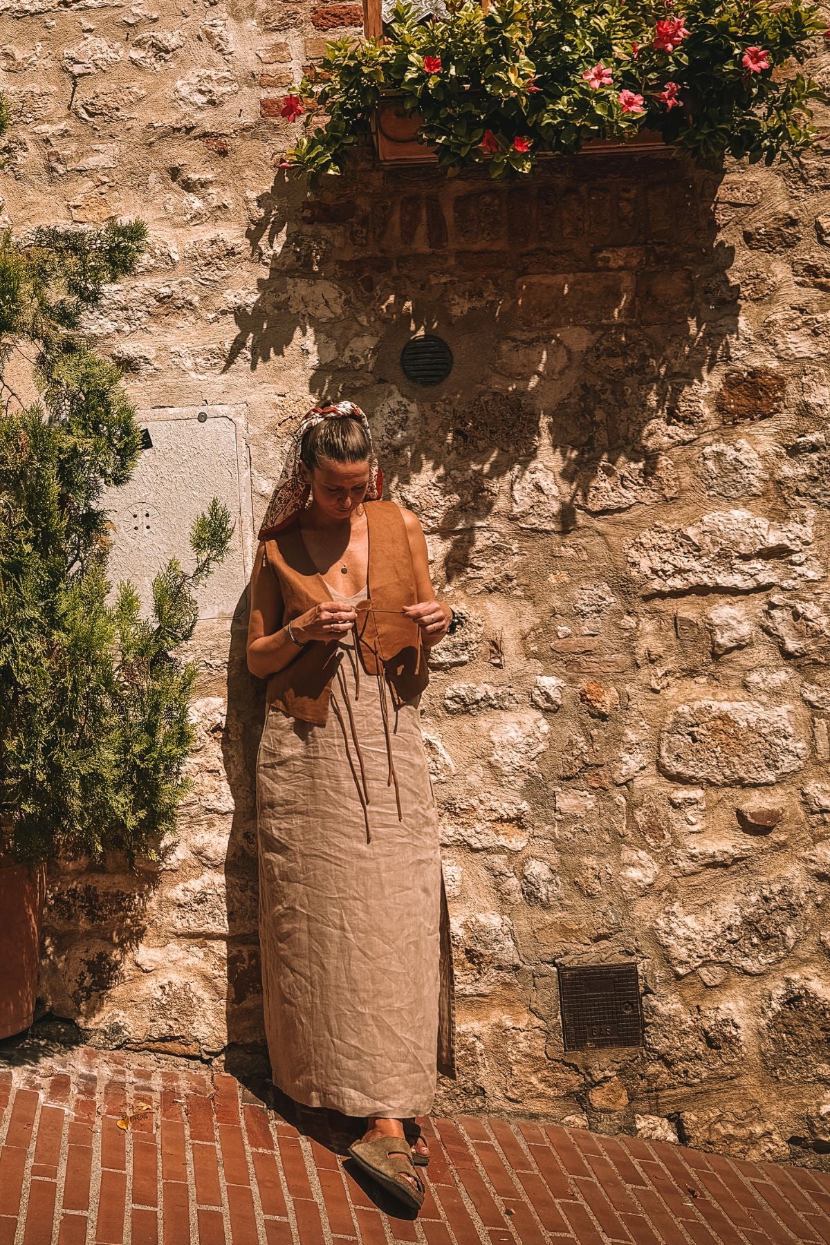 Outfit by Michaela Krajanová | Linen long dress Beige natural