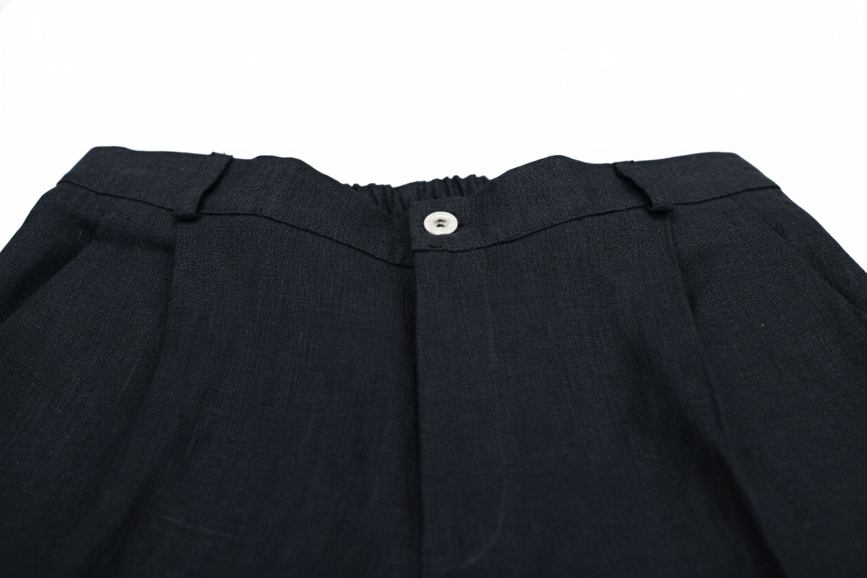 Dámské lněné kalhoty Straight-leg - Black