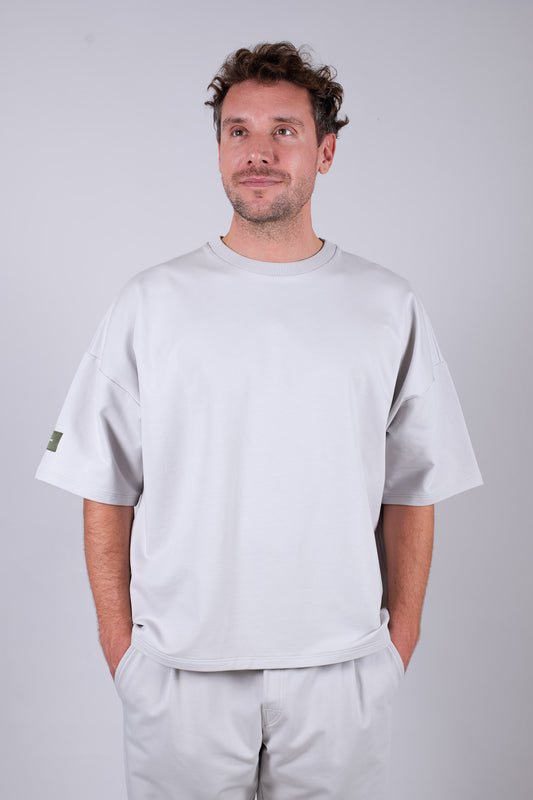 Men’s Sweatshirt T-Shirt Organic Cotton Pearl gray - loose fit