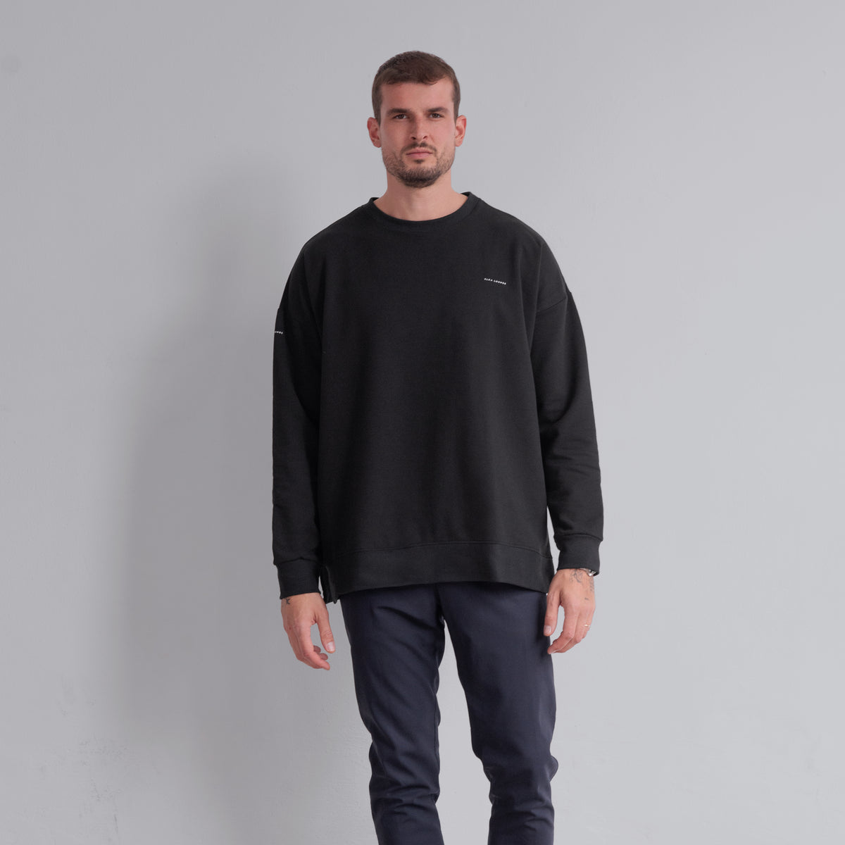 Pánská mikina bez kapuce z biobavlny brushed - Oversized