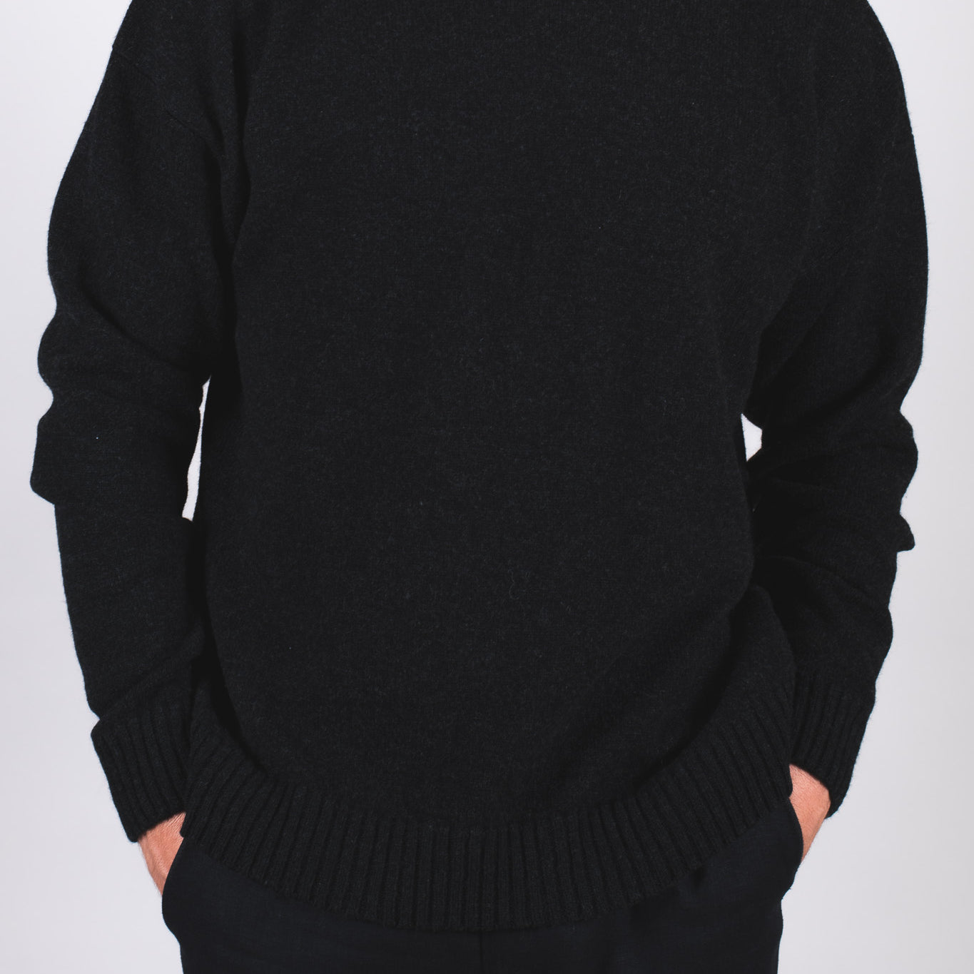 Pánský vlněný svetr crewneck Regular fit - Dark gray