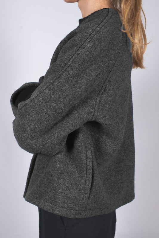 Women’s Wool short Coat Loose fit – Dark Gray