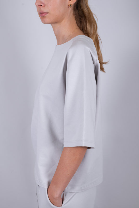 Women’s Sweatshirt T-Shirt Organic Cotton Pearl gray - Loose fit