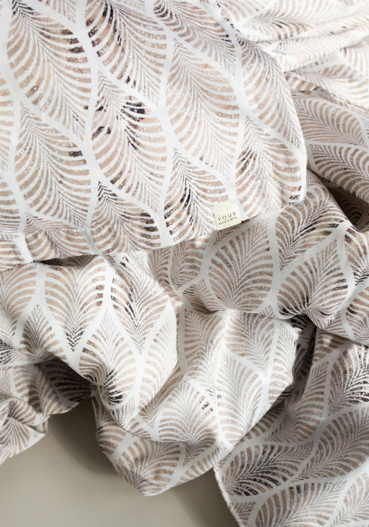 Deco & Home satin bedding Beige Leaves