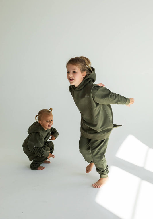 Children's hoodie organic cotton Moss green - Oversized