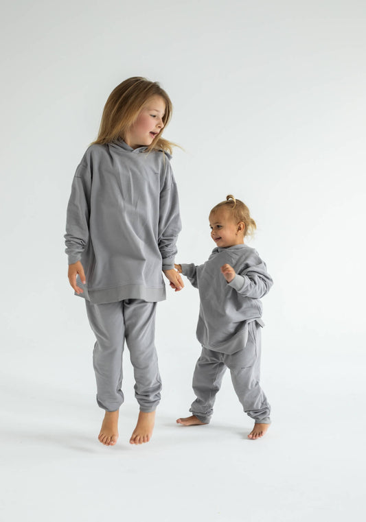Children's hoodie organic cotton Light gray - Oversized