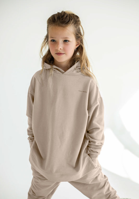 Children's hoodie organic cotton Beige - Oversized