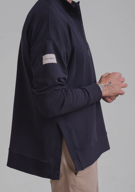 Pánská Mikina zip-up z biobavlny s rozparky - Loose fit