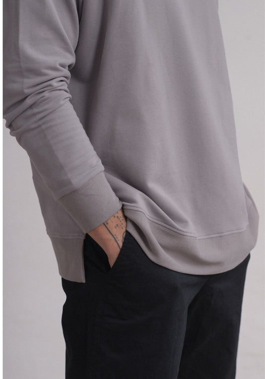 Men Sweatshirt organic cotton Light gray brushed - Oversized