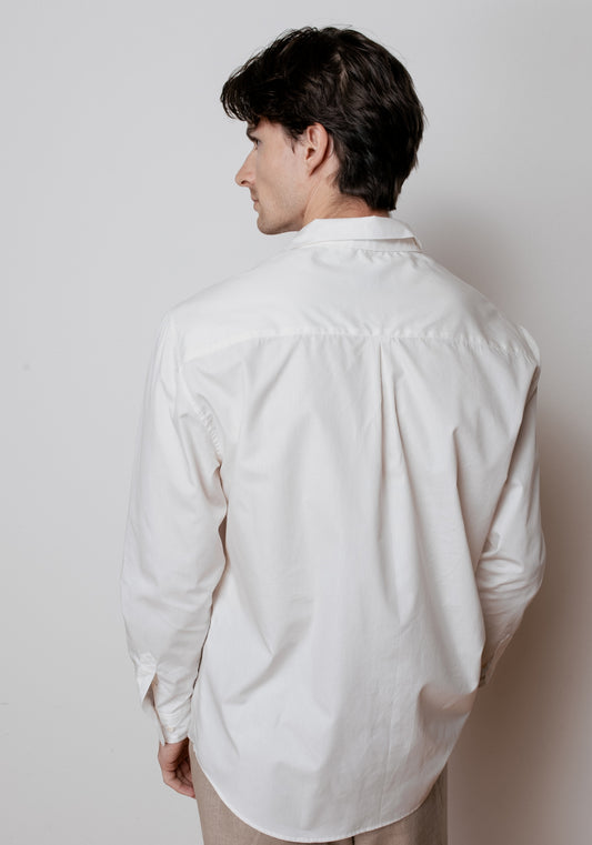 Men's organic cotton shirt with collar - Creme