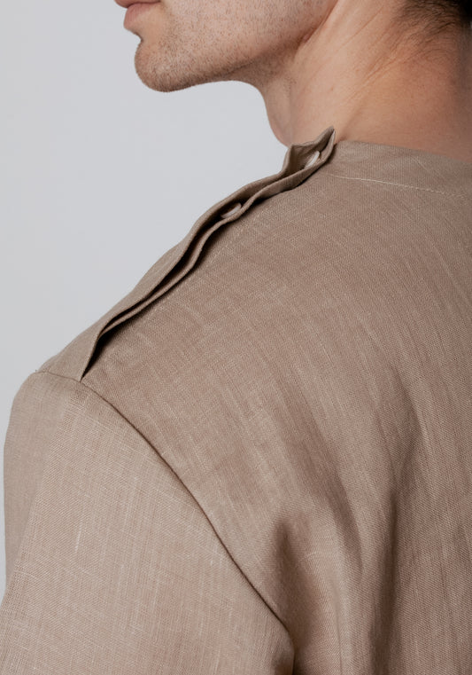 Men's regular linen t-shirt - Beige Natural