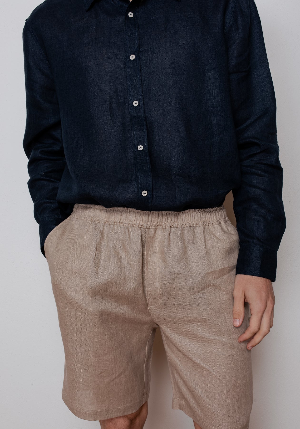 Pánske ľanové šortky Beige natural