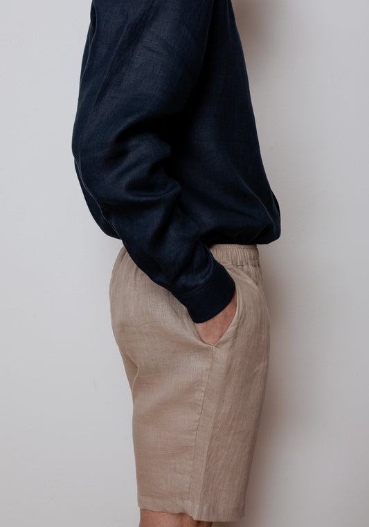 Men linen shorts Beige natural