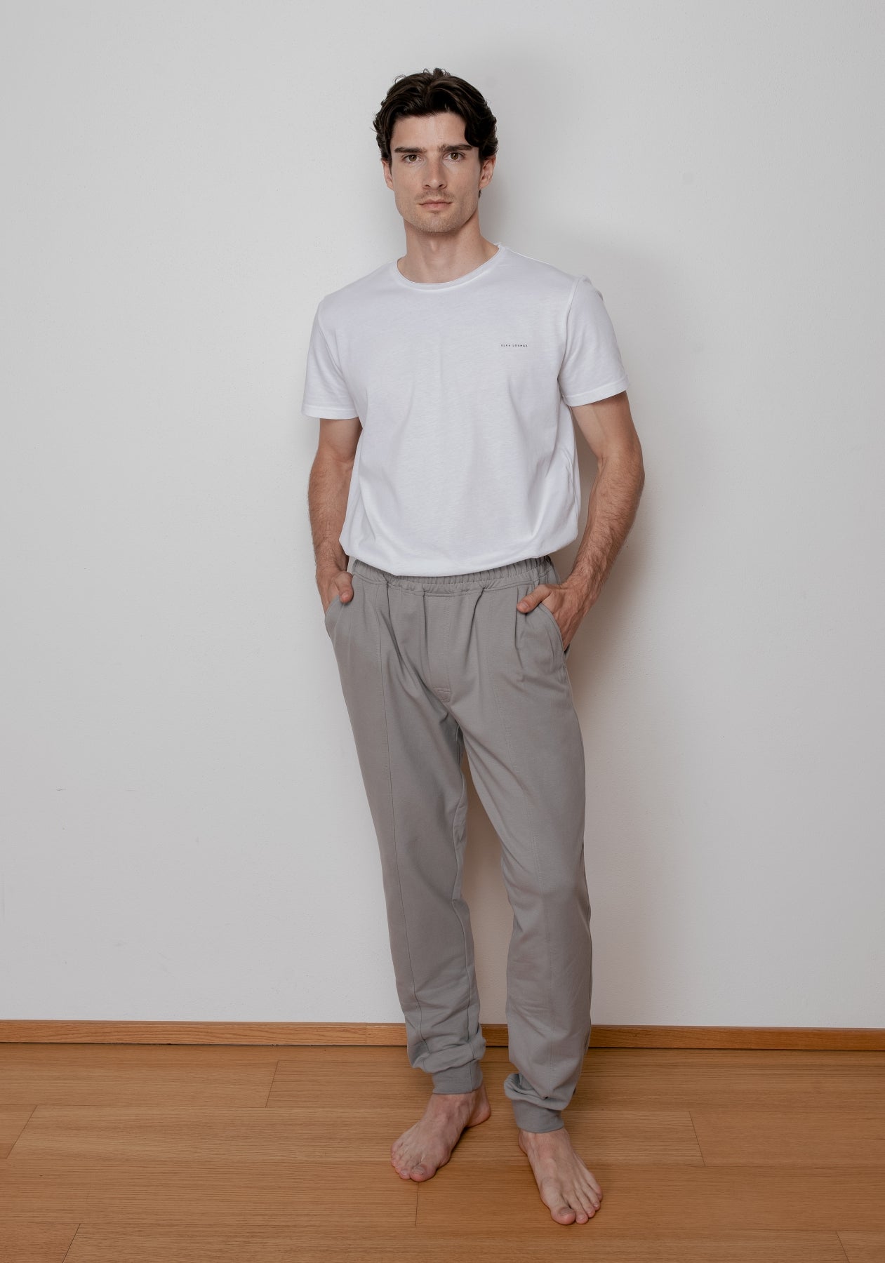 Men sweatpants organic cotton Gray brushed - loose fit