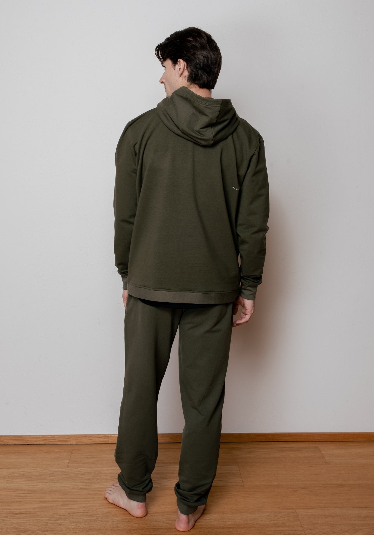 Męska bluza z kapturem bawełna organiczna Moss green brushed - regular update