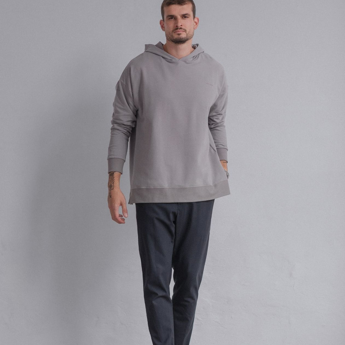 Pánská mikina s kapucí z biobavlny brushed - Oversized