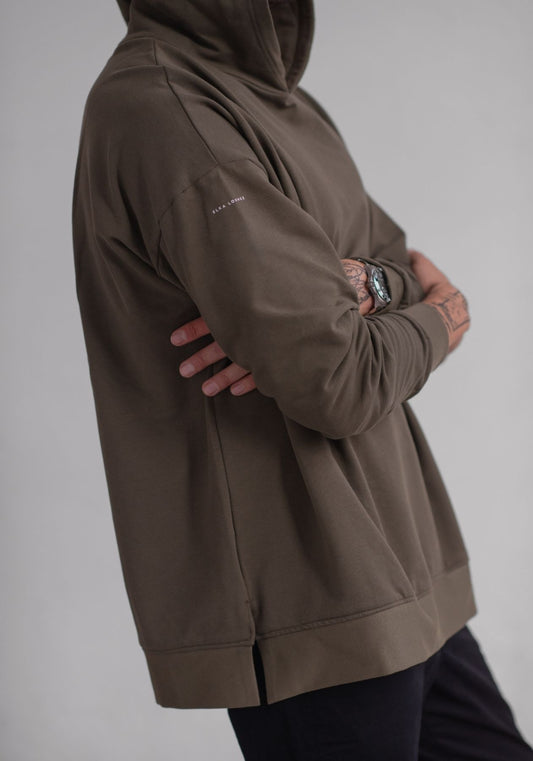 Men sweatshirt organic cotton Moss green brushed - Oversized