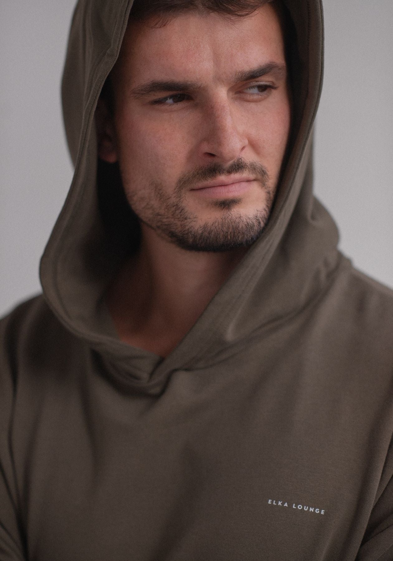 Men sweatshirt organic cotton Moss green brushed - Oversized
