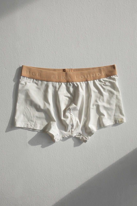 Men Boxers White-Beige