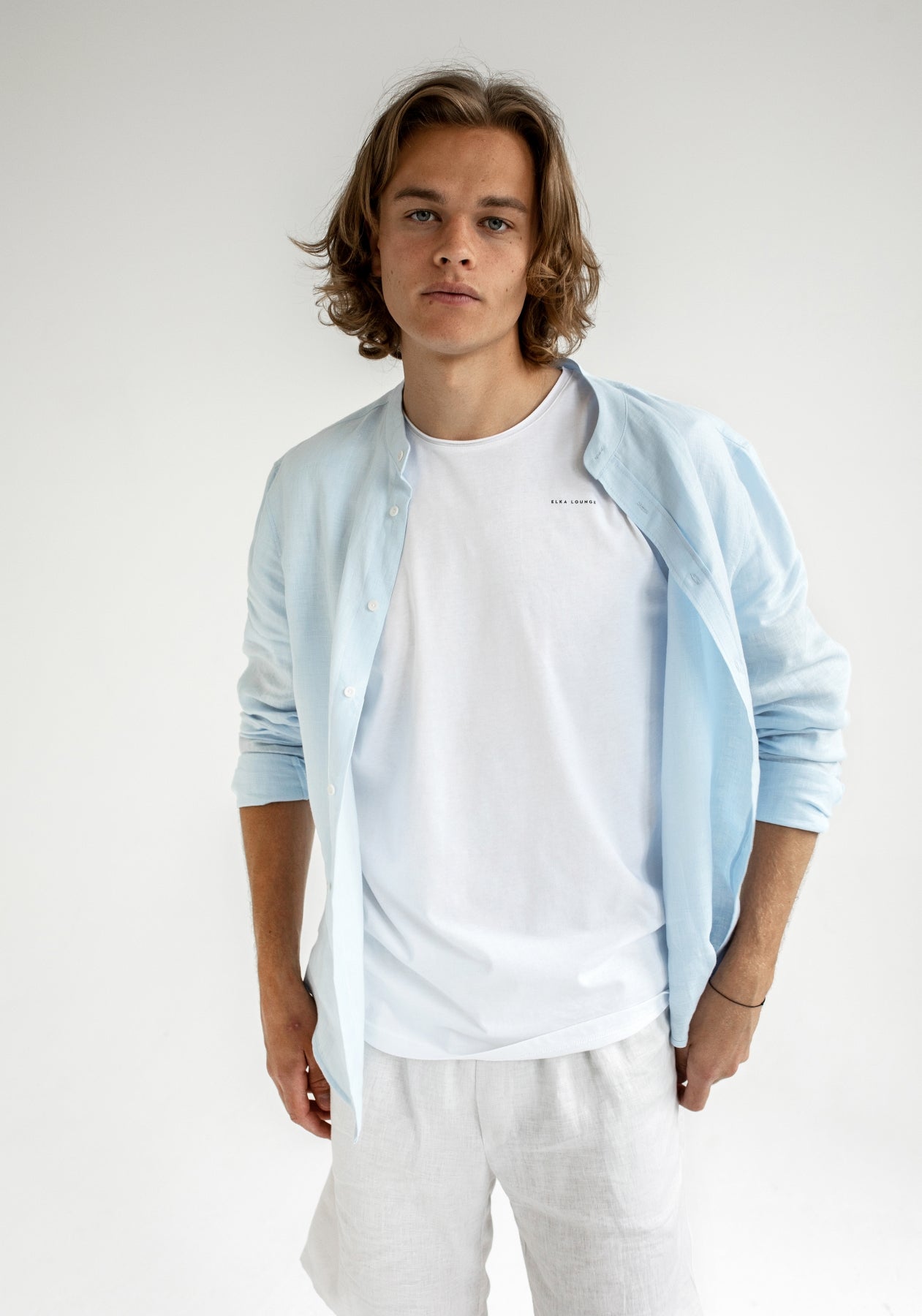 Men linen shorts Pearl gray