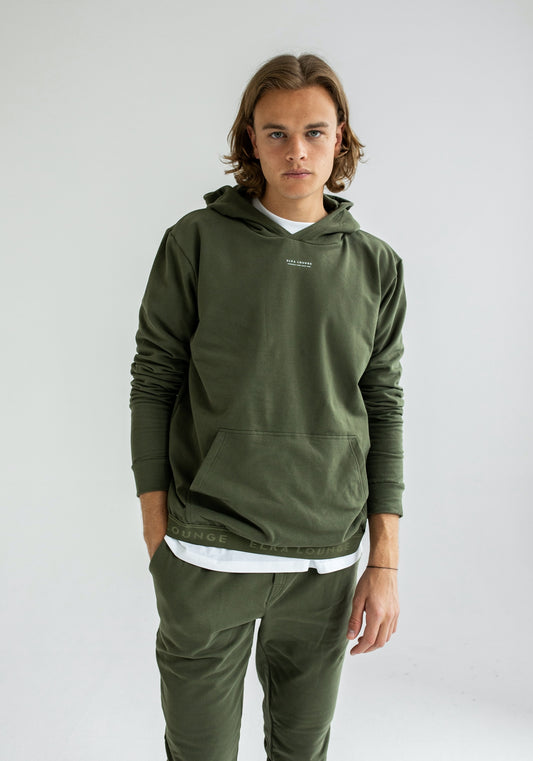 Men sweatpants organic cotton Moss green lounge brushed - regular