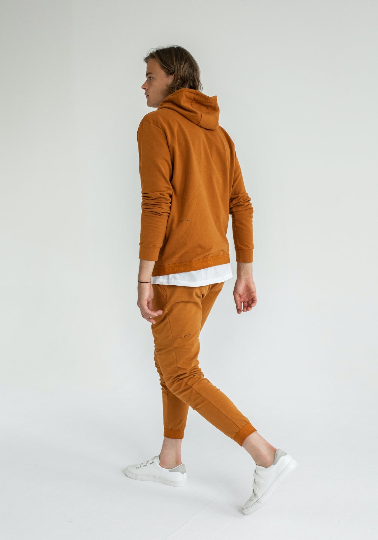 Pánské teplákové kalhoty z biobavlny Burnt ochre lounge brushed - regular