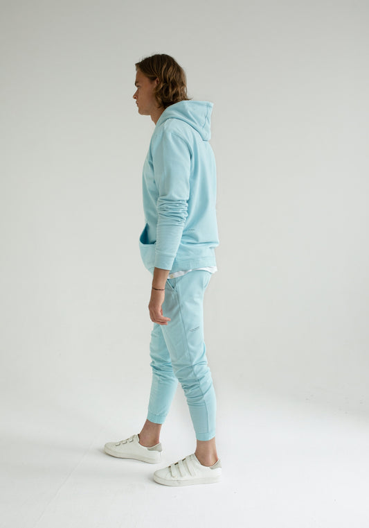 Men sweatpants organic cotton Sky blue lounge brushed - regular