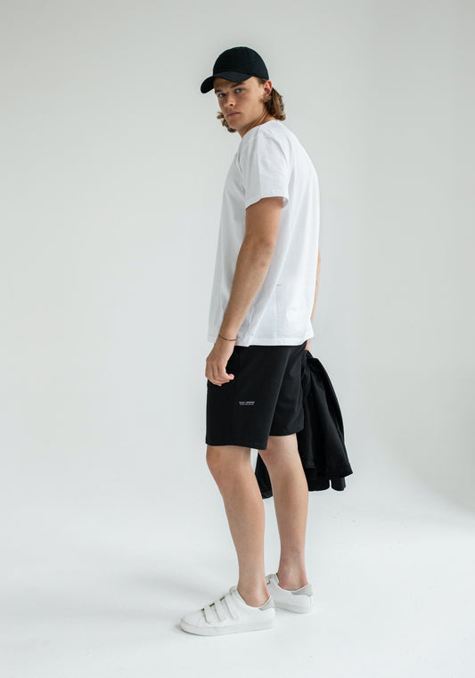 Men sweatpants shorts organic cotton Black brushed