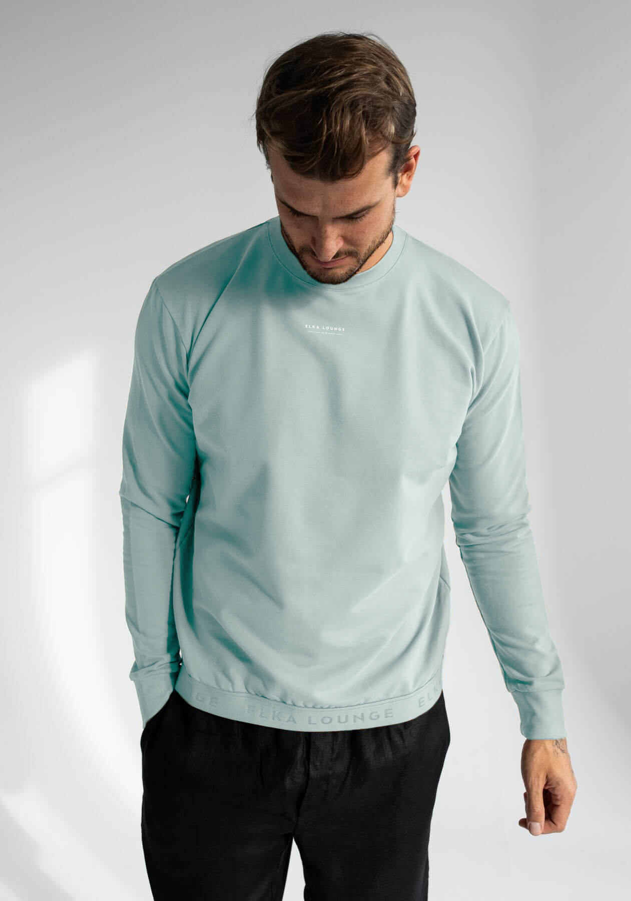 Men Sweatshirt organic cotton Mint regular