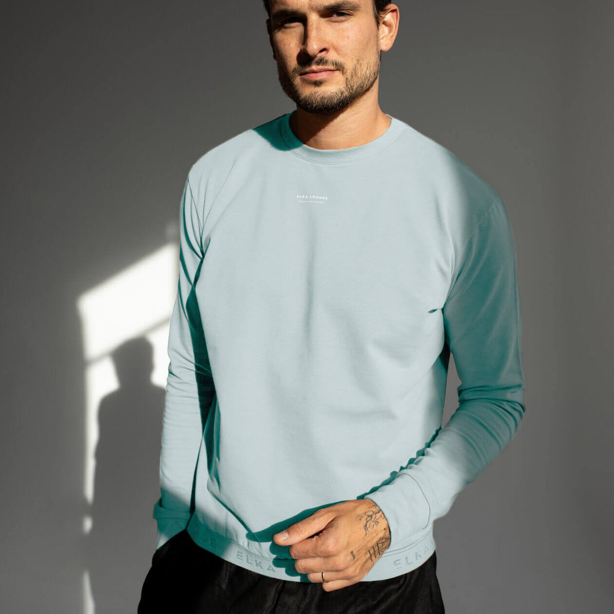 Pánská mikina bez kapuce z biobavlny brushed - regular fit