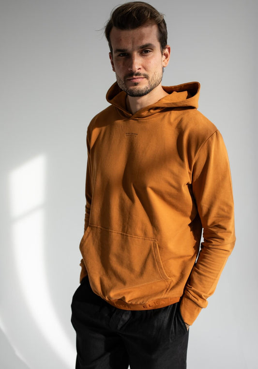 Men sweatshirts organic cotton Burnt ochre brushed - regular