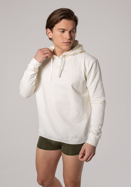 Men sweatshirts organic cotton Offwhite brushed - regular
