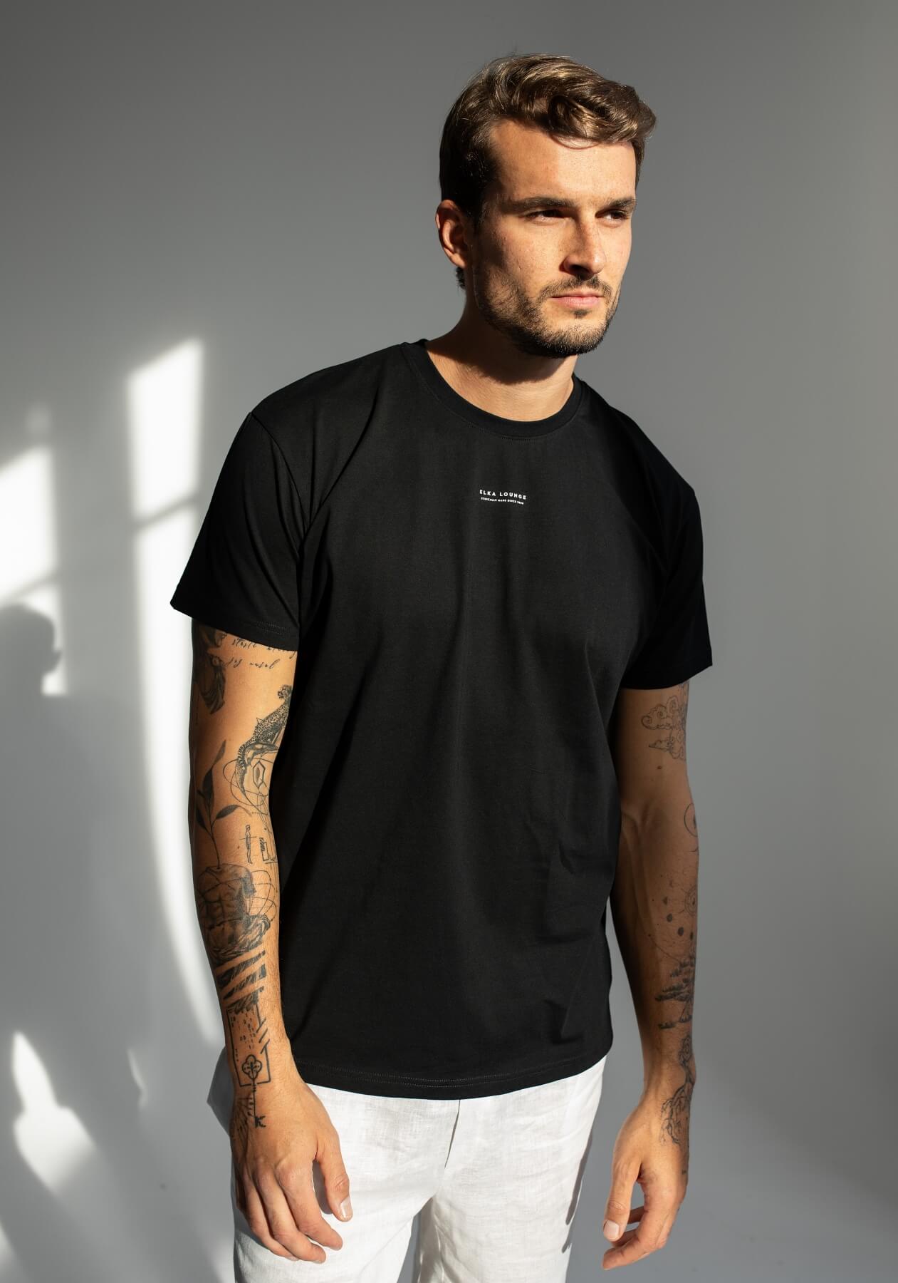 Men t-shirt organic cotton Black regular