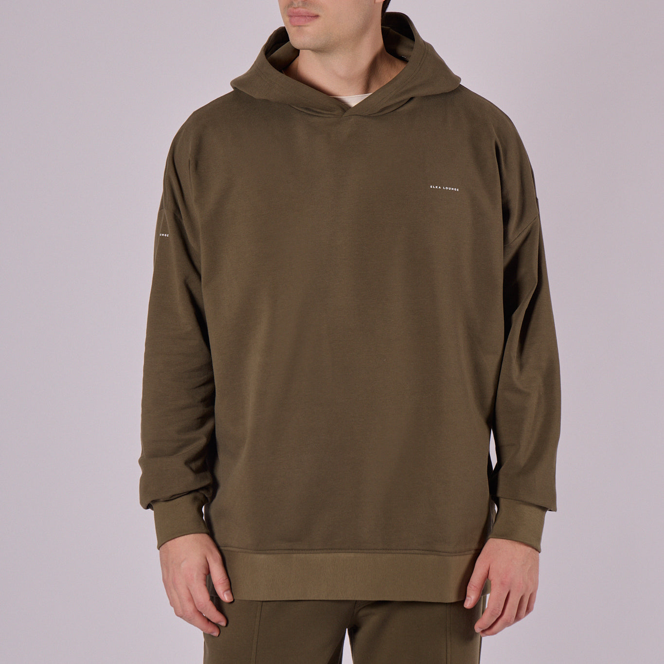 Pánská mikina s kapucí z biobavlny brushed - Oversized