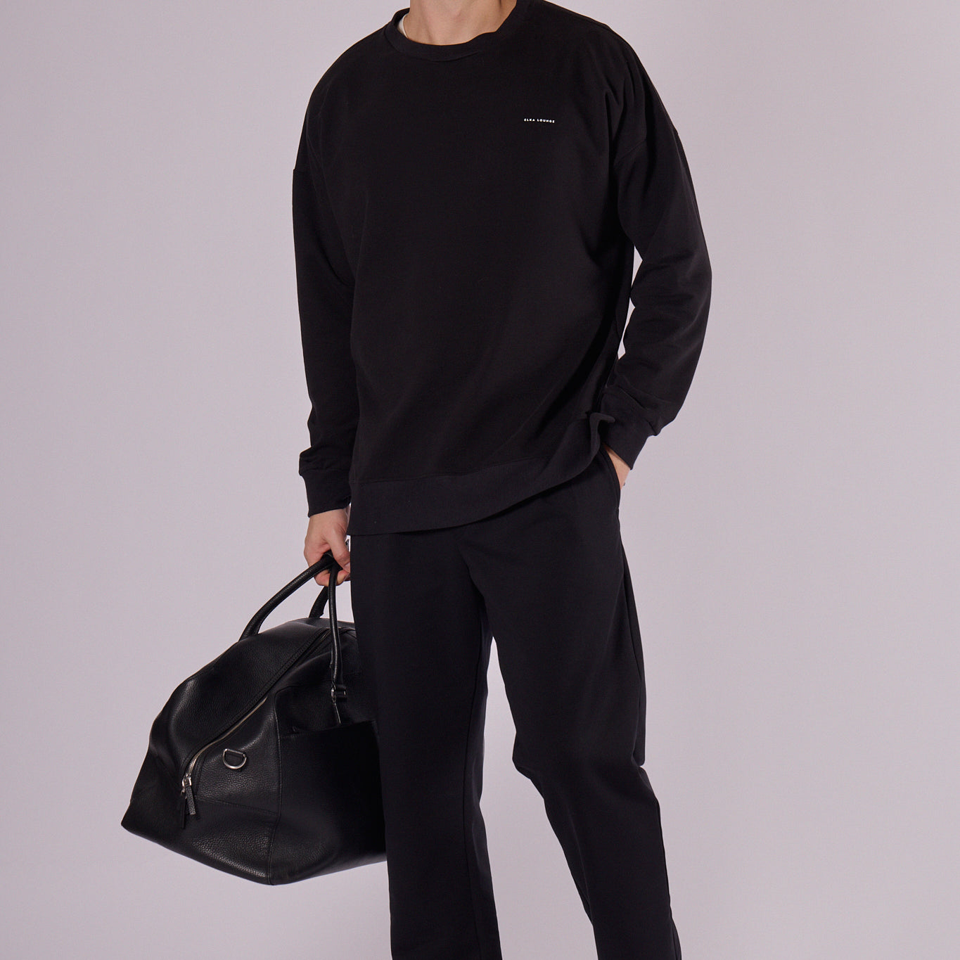 Pánská mikina bez kapuce z biobavlny brushed - Oversized