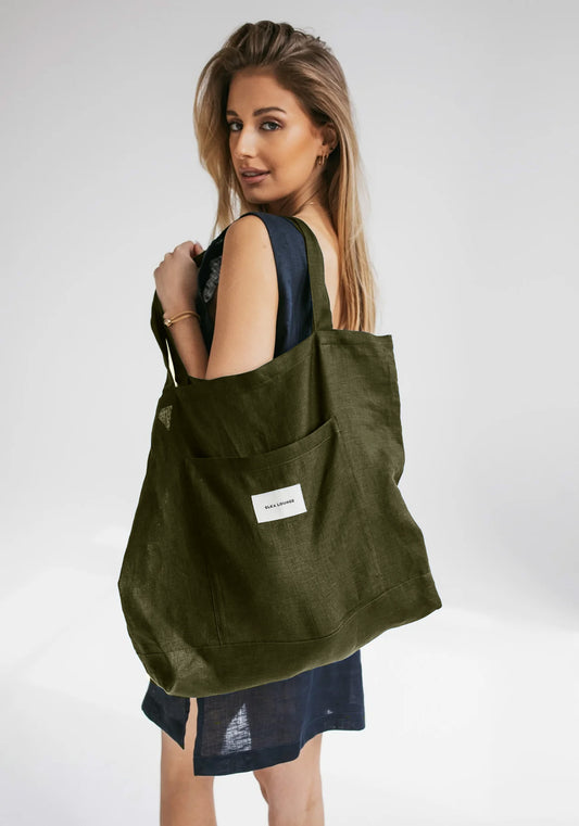 Linen bag Moss gren