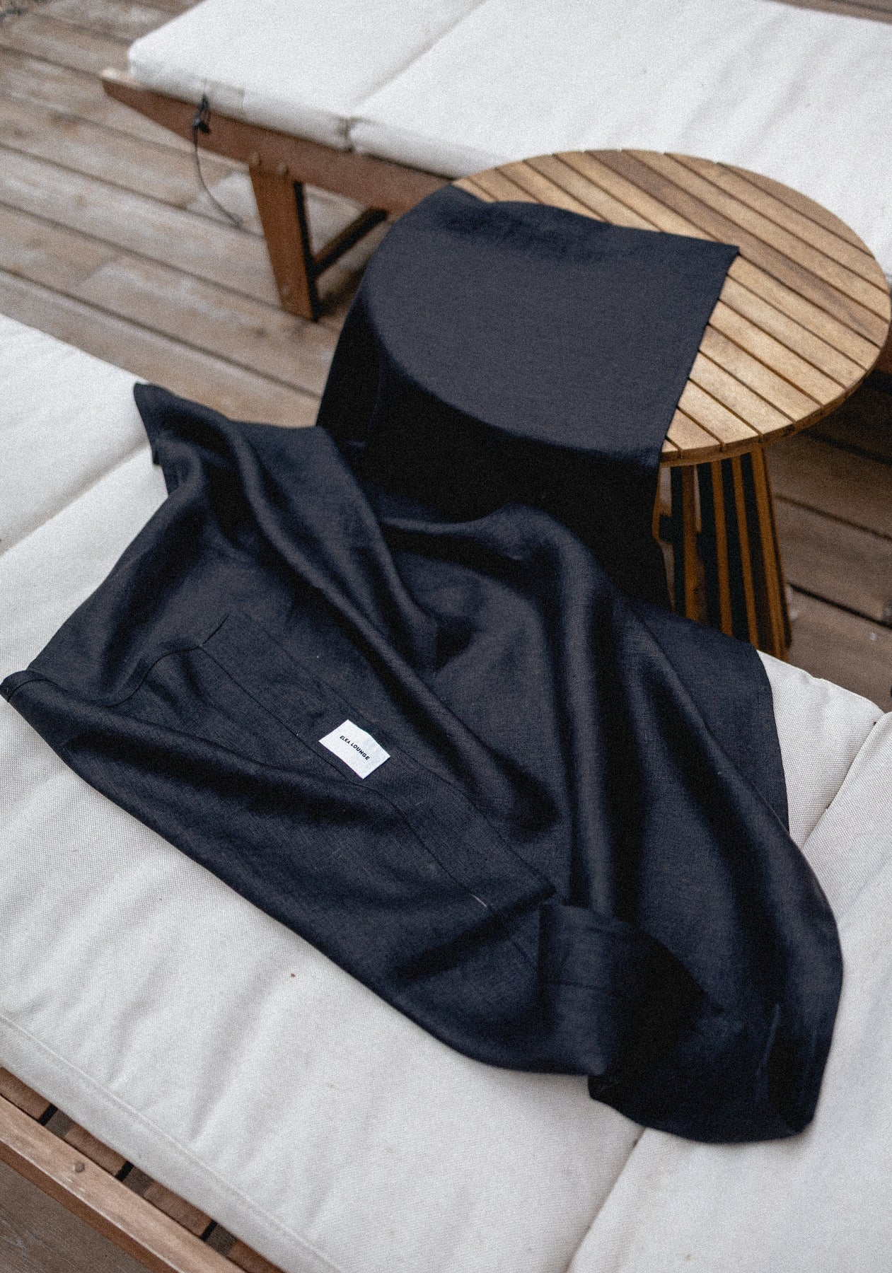 Linen scarf Black blue