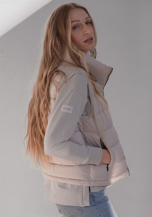 Women Sweatshirt High neck organic cotton Pearl gray - Loose fit