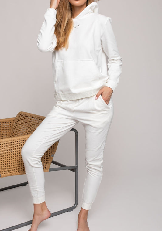 Women sweatpants organic cotton Offwhite brushed