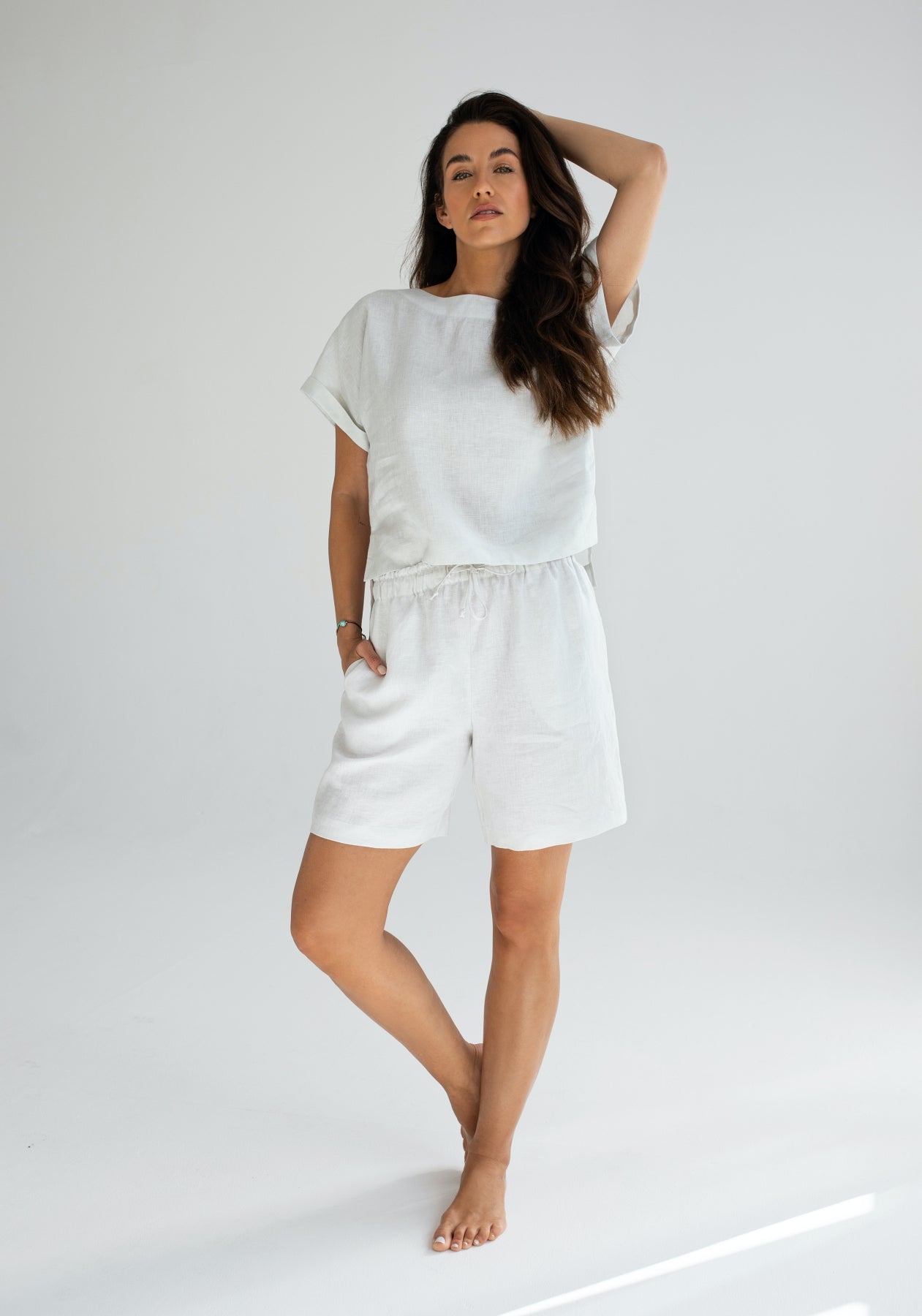 Dámska ľanový top Pearl gray