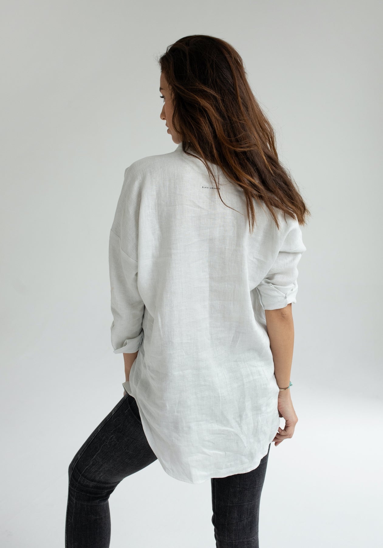 Dámska ľanová košeľa Pearl gray