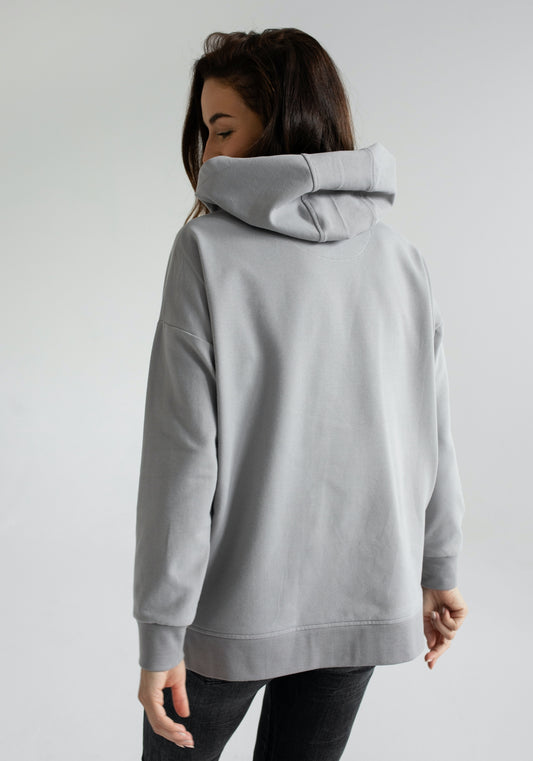 Women hoodie organic cotton Light gray brushed - Oversized