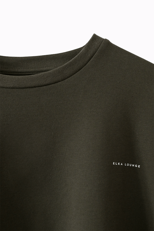 Women Sweatshirt organic cotton Moss green brushed - Oversized