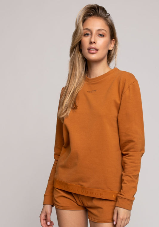 Women sweatshirt organic cotton Burnt ochre brushed - regular