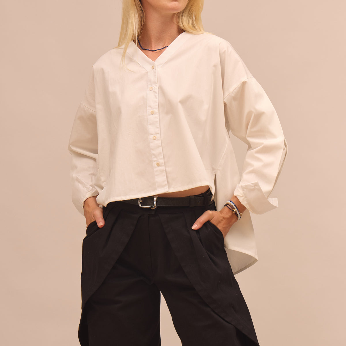 Dámská biobavlněná košile se sklady - oversized