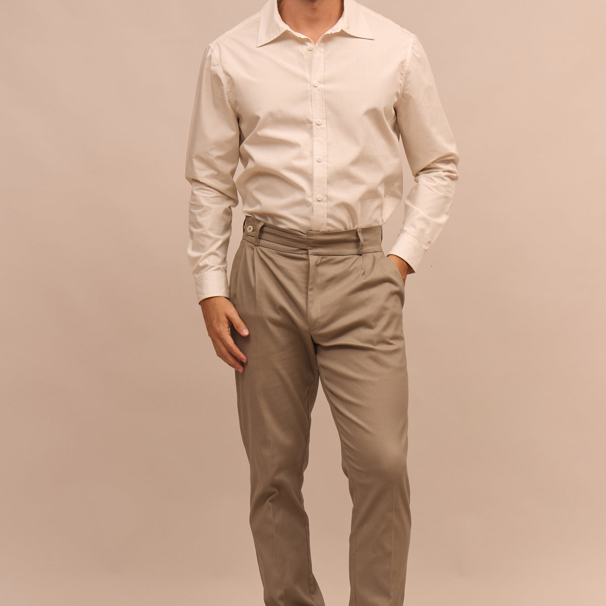 Pánské bavlněné elegantní kalhoty s přezkou - Regular-fit