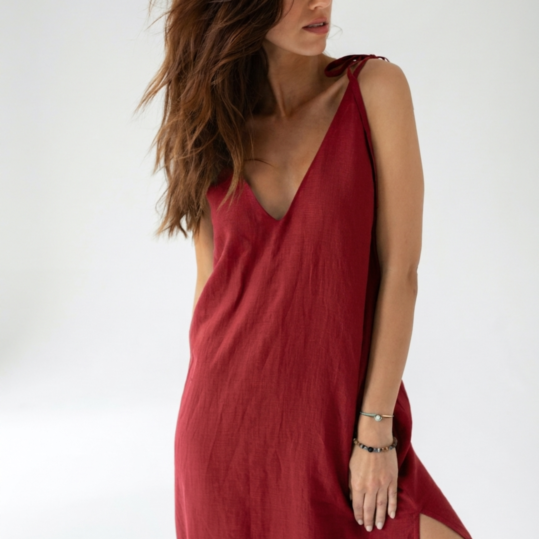 Women's linen long dress - loose fit