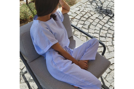 lněné oblečení světle modrá