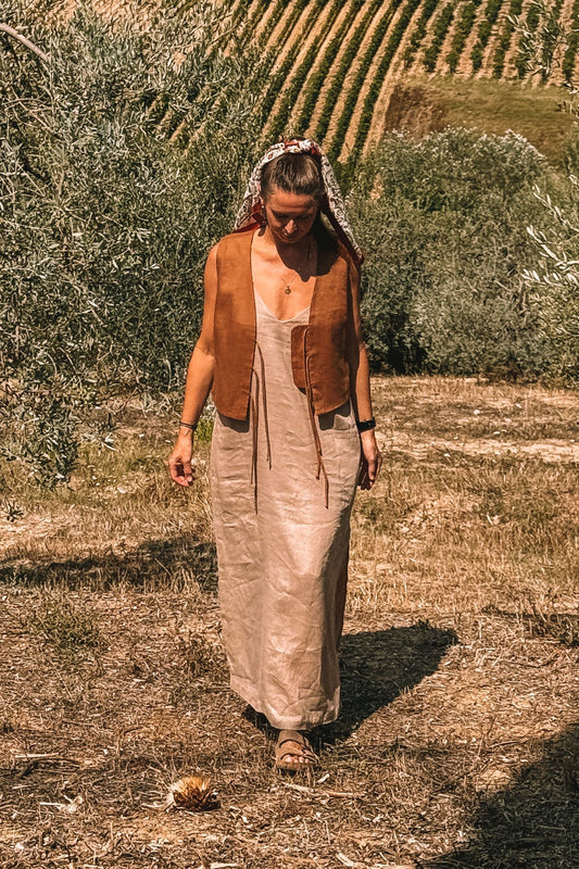 Outfit by Michaela Krajanová | Linen long dress Beige natural