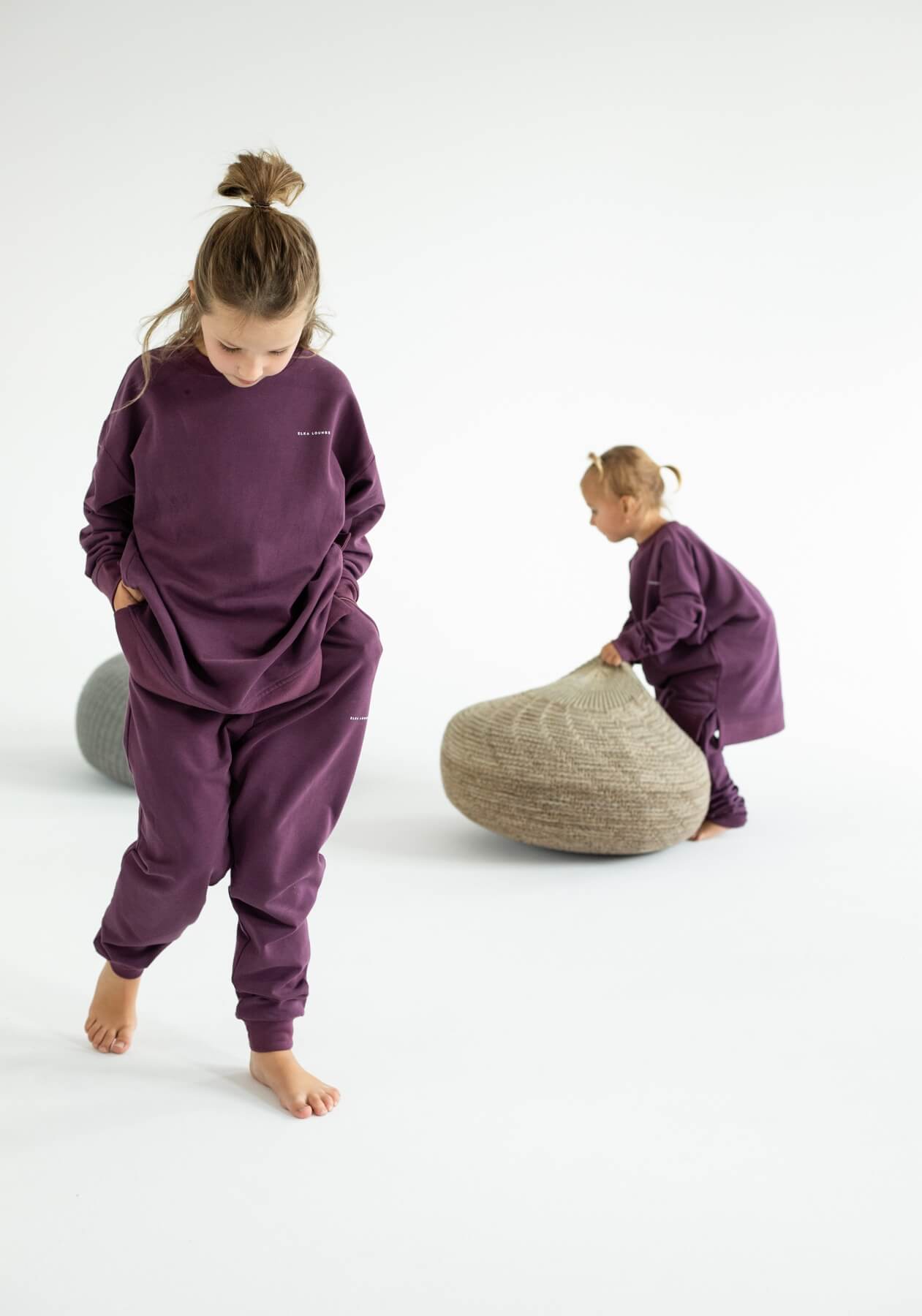 Children's bluza bez kaptura z bawełny organicznej Purple - Oversized
